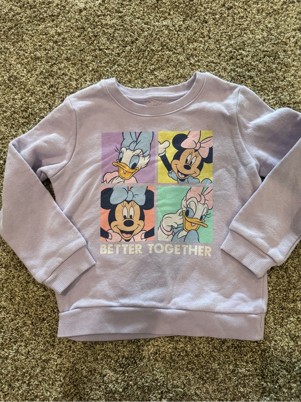 Disney Lavender Kids Sweatshirt with Minnie & Daisy Colorblock Faces